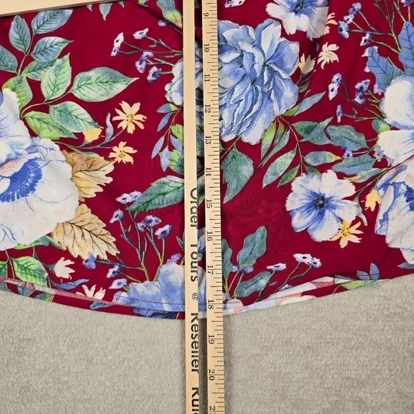 Floral Off Shoulder Blouse Medium Red Blue Flower Pattern Shein Ruffle Sleeve - Picture 10 of 10